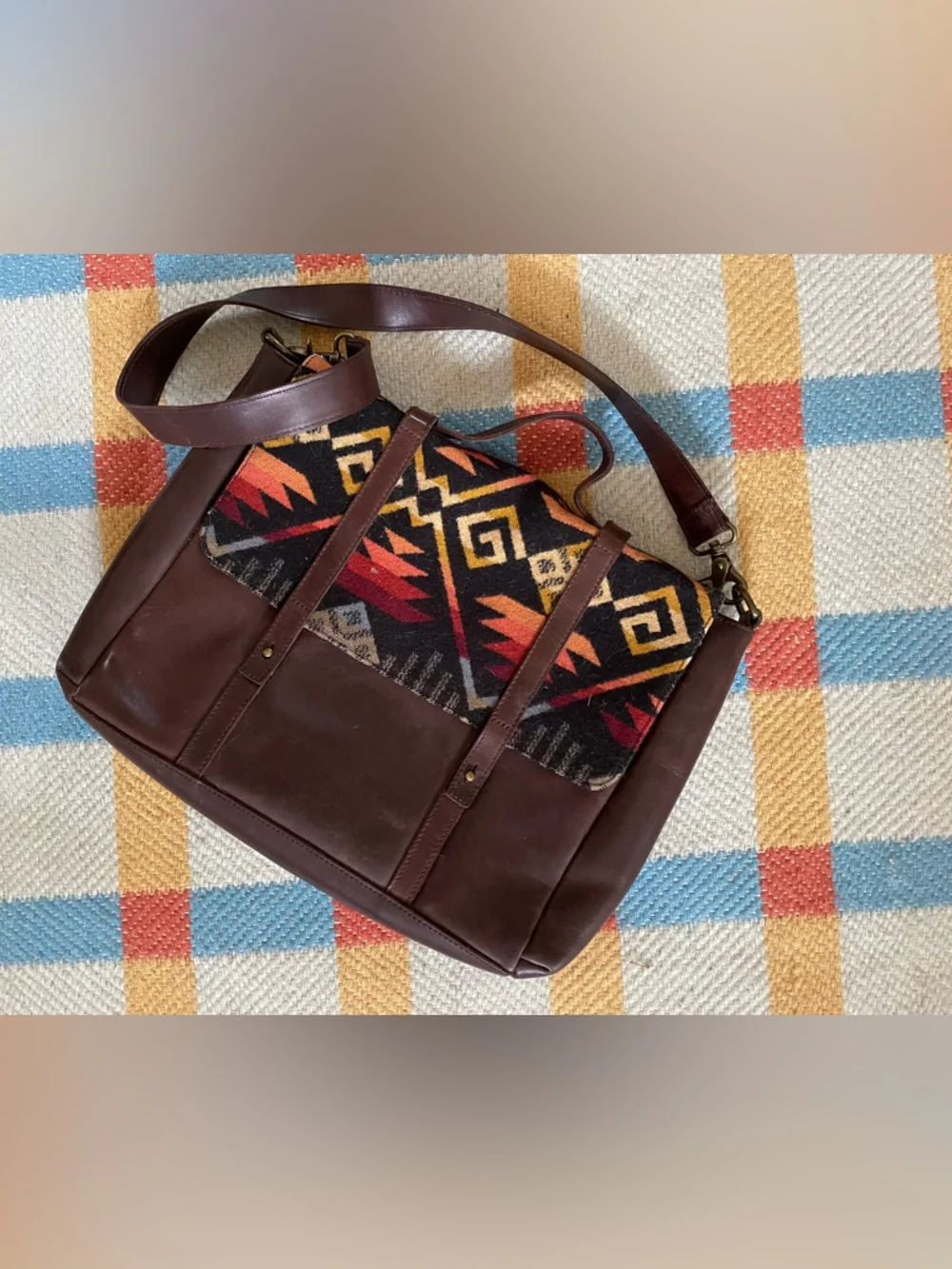 Pendleton Leather and Wool Messenger Bag